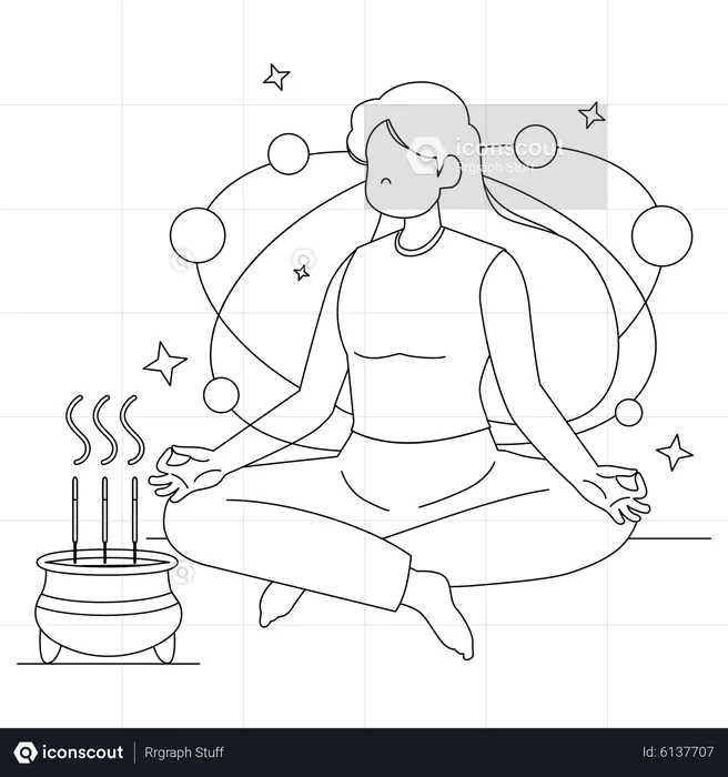 Garota fazendo meditação  Ilustração