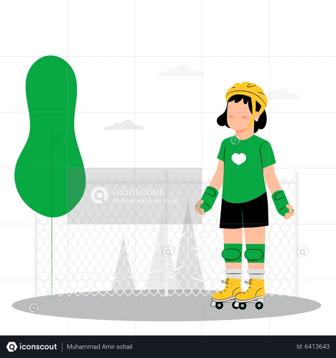 Garota fazendo patinação  Ilustração