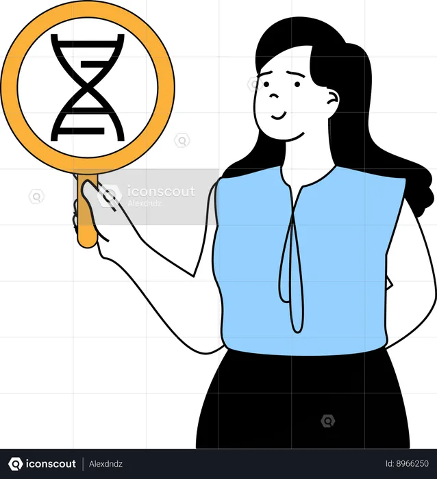 Garota fazendo pesquisa de DNA  Ilustração