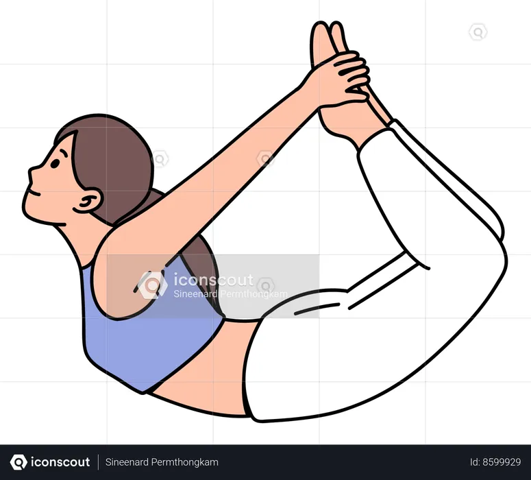 Garota fazendo pose de ioga com arco  Ilustração
