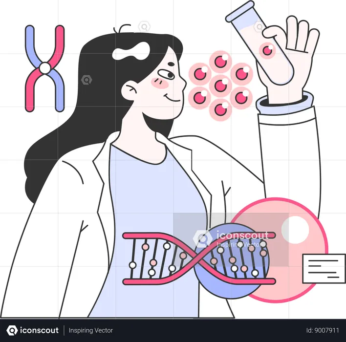 Garota fazendo teste de DNA  Ilustração