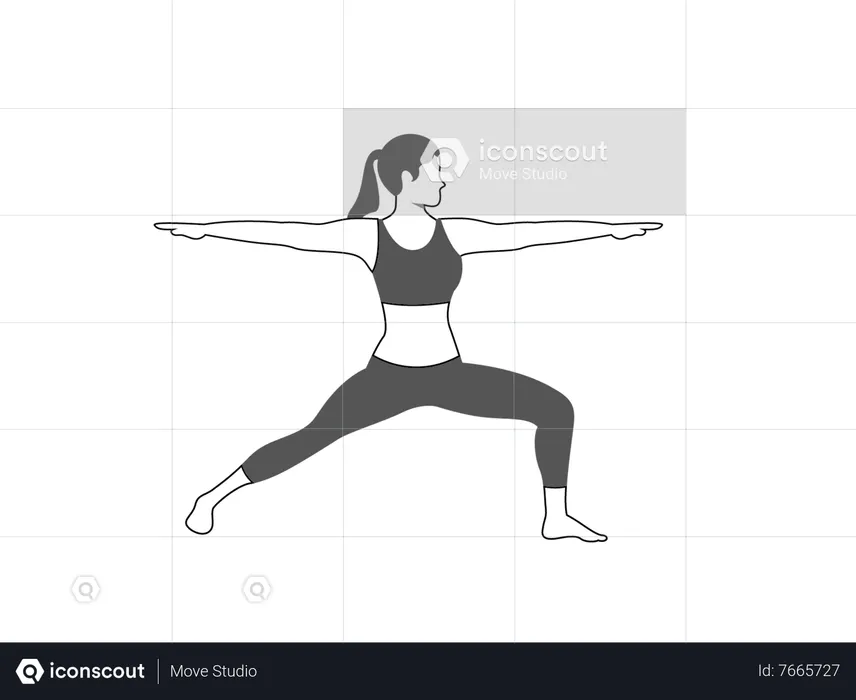 Garota fazendo Virabhadrasana  Ilustração