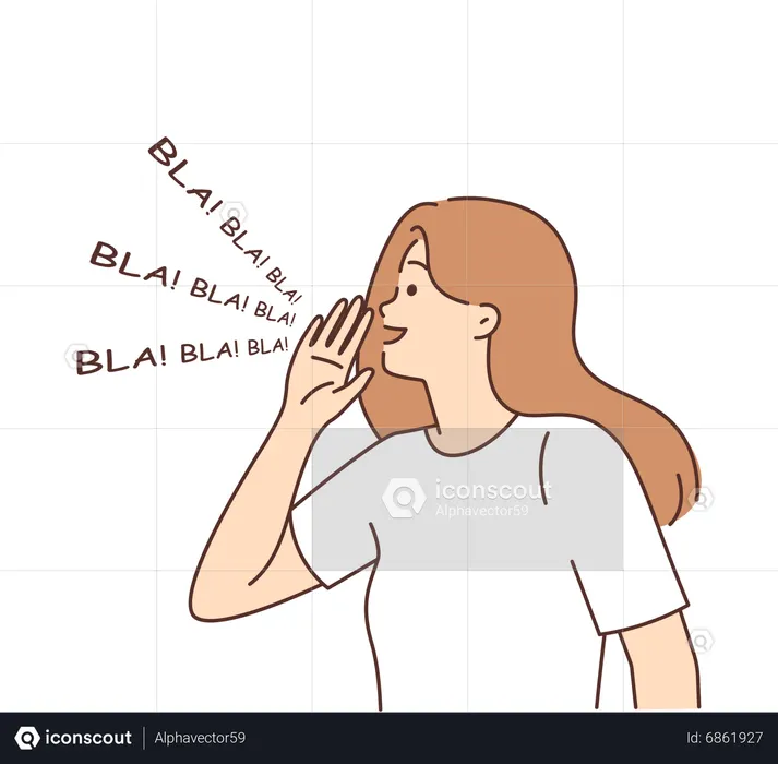 Menina gritando bla bla bla  Ilustração