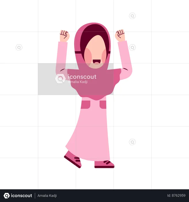 Feliz garota hijab  Ilustração