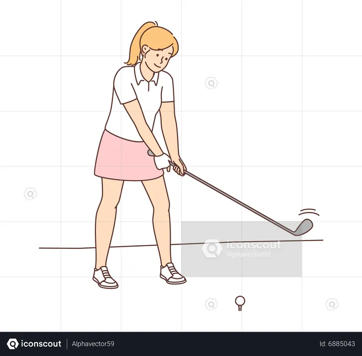 Menina jogando golfe  Ilustração