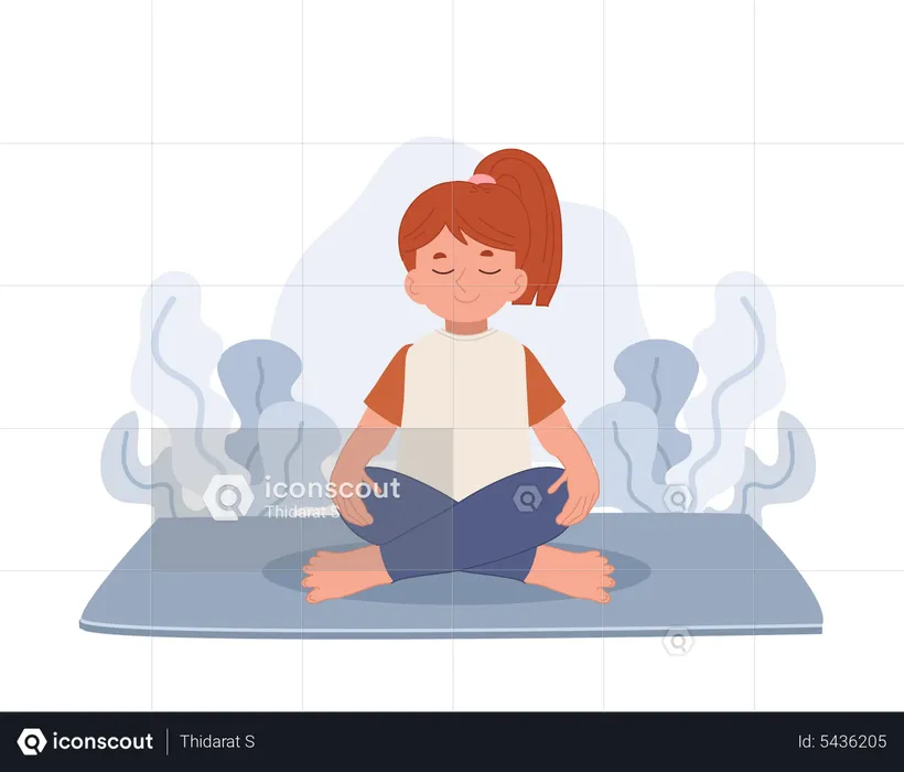 Menina meditando em pose de lótus  Ilustração