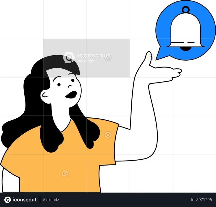 Garota mostrando notificação  Ilustração