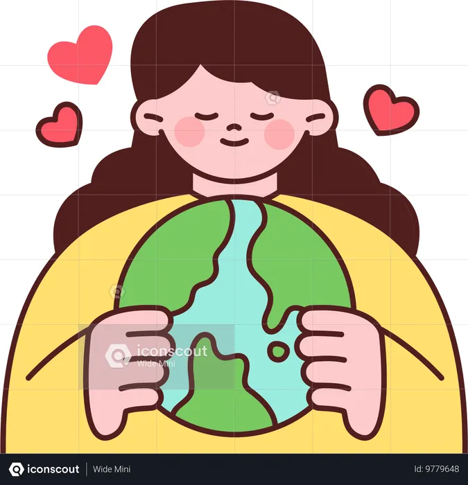 Garota salvando o planeta Terra da poluição  Ilustração