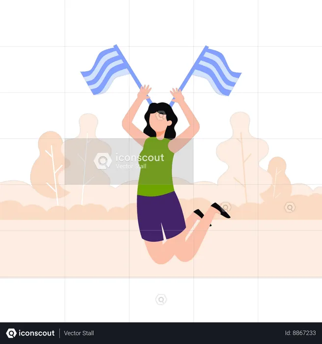 Garota se sentindo feliz com orgulho  Ilustração