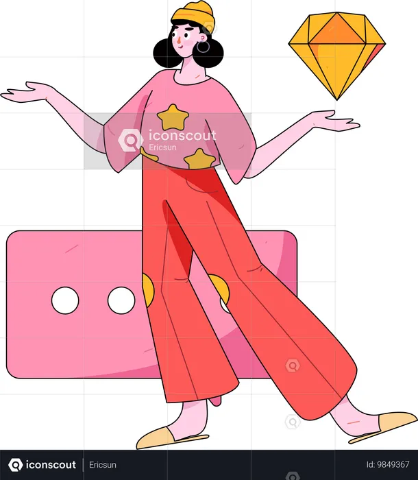 Garota tendo diamante  Ilustração