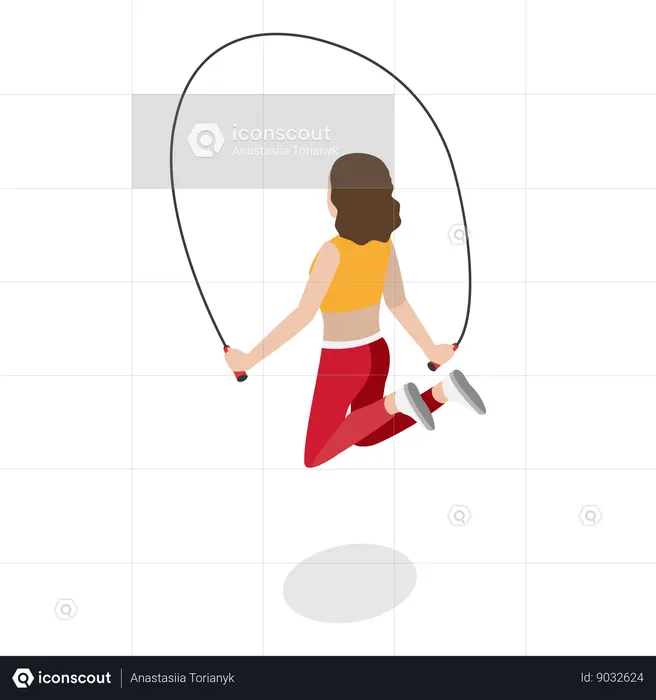 Menina usando pular corda  Ilustração