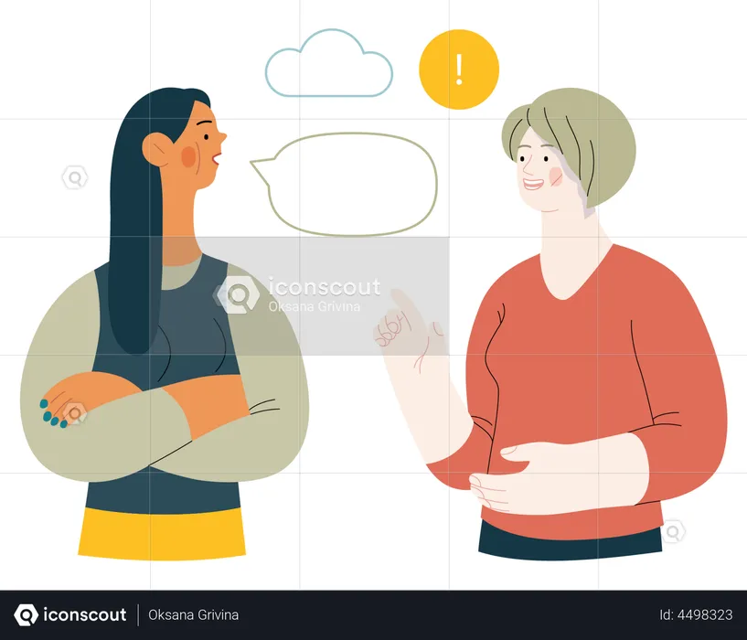 Meninas conversando umas com as outras  Ilustração