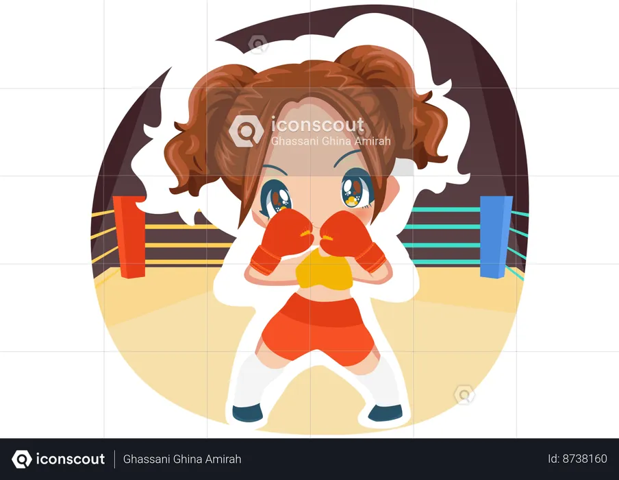 Garotinha de boxe  Ilustração