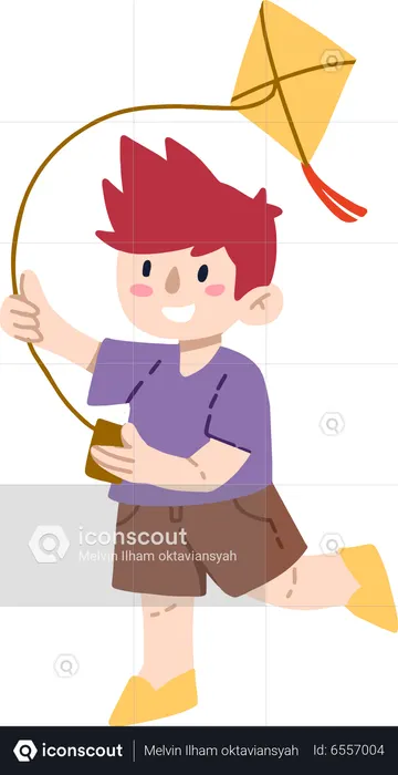 Garotinho brincando de pipa  Ilustração