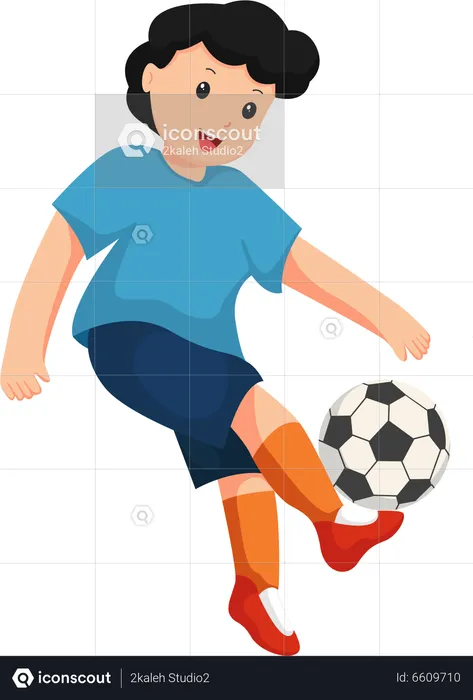 Garotinho jogando futebol  Ilustração