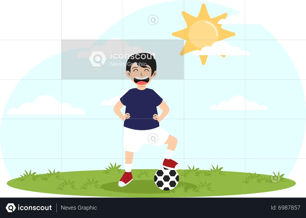 Garotinho jogando futebol  Ilustração