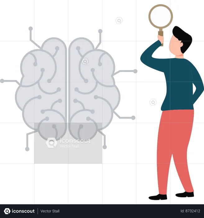 Menino está procurando por cérebro artificial  Ilustração