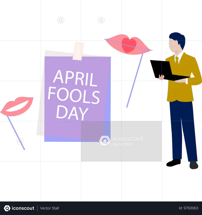 Menino explicando piadas adoráveis sobre o dia da mentira  Ilustração