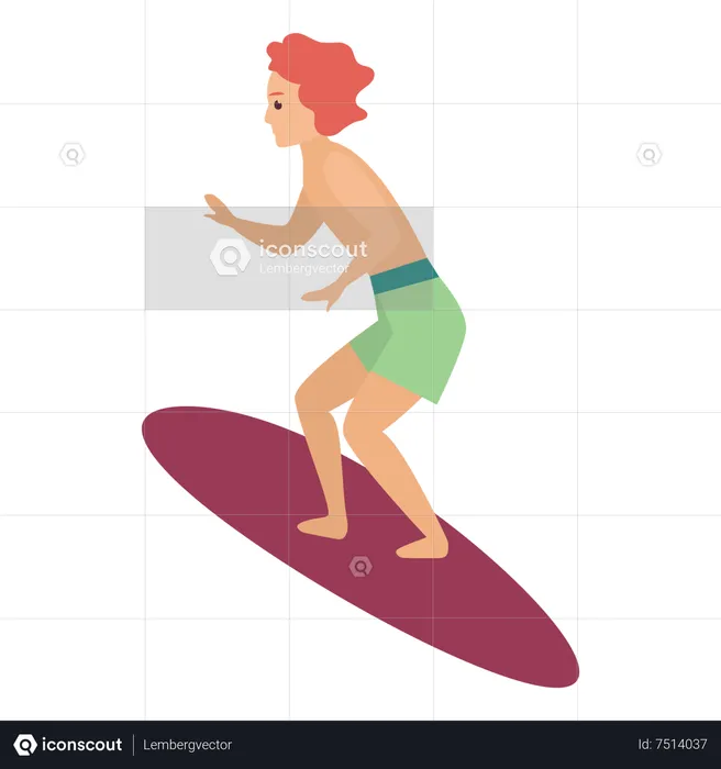 Garoto surfando  Ilustração