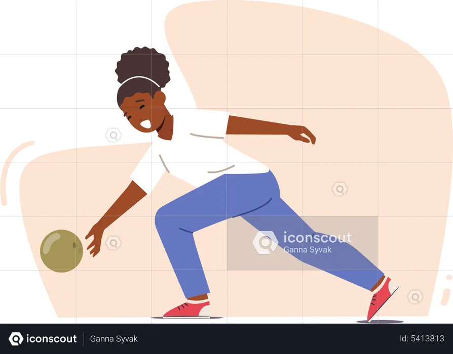 Garoto jogando bola de boliche  Ilustração