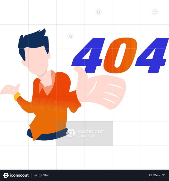 Menino mostrando o erro 404  Illustration