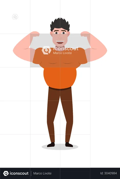 Guy de gym montrant ses muscles des bras  Illustration