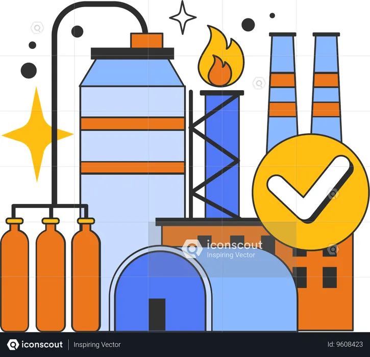 Gas maintenance inside industrial unit  Illustration