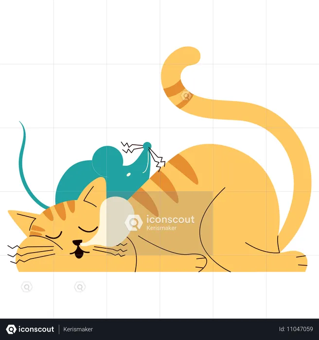 Gato dormindo  Ilustração