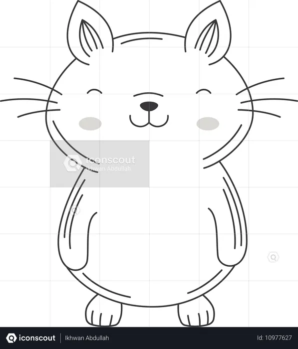 Gato fofo feliz gatinho animal  Ilustração