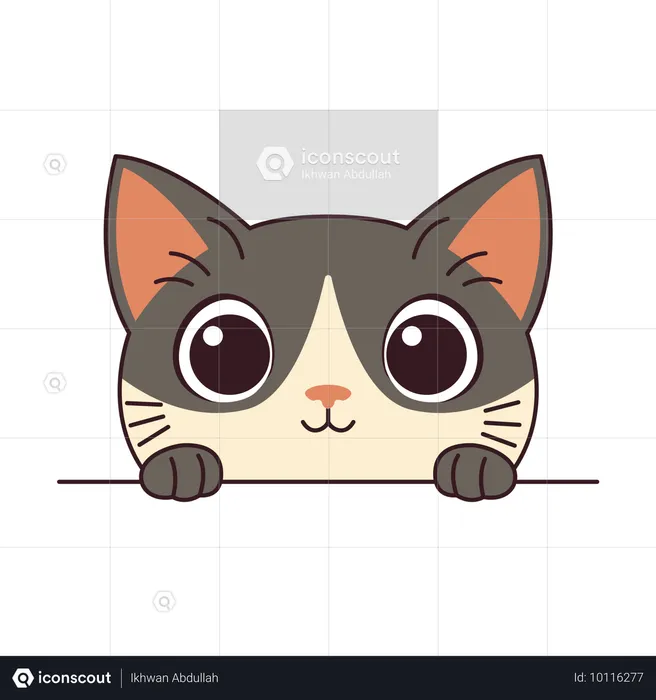 Gato fofo gatinho enquanto espia  Ilustração