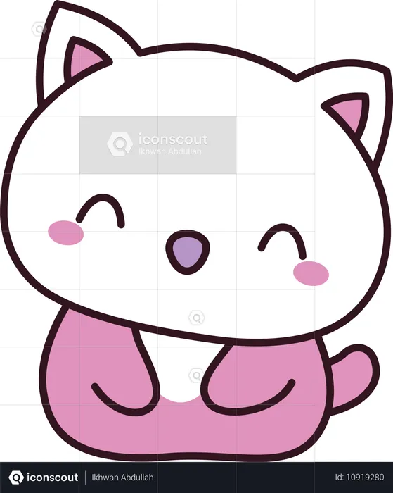 Gato fofo rosa gatinho mascote animal personagem com expressão feliz  Ilustração