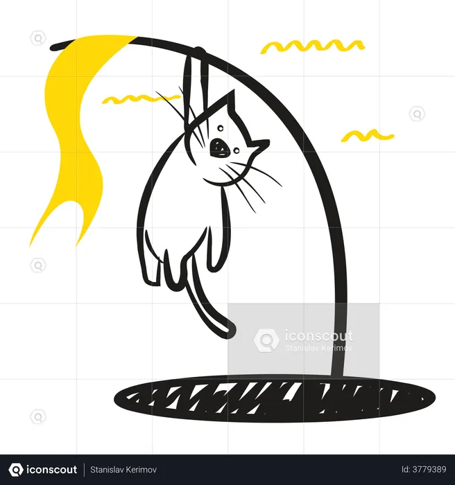 Gato pendurado na trave  Ilustração