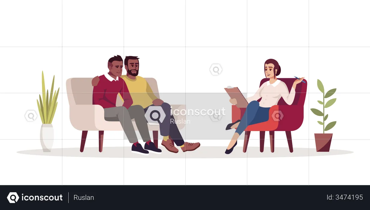 Gay couple consulting specialist  Illustration