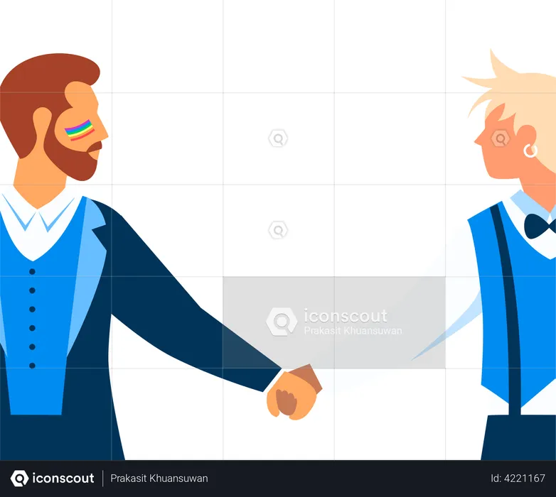 Gay couple holding hands  Illustration