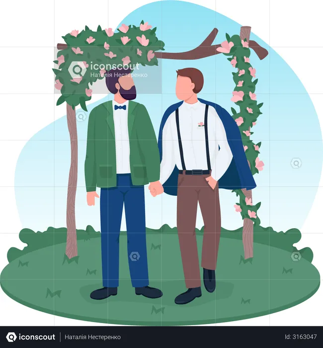 Gay couple holding hands  Illustration