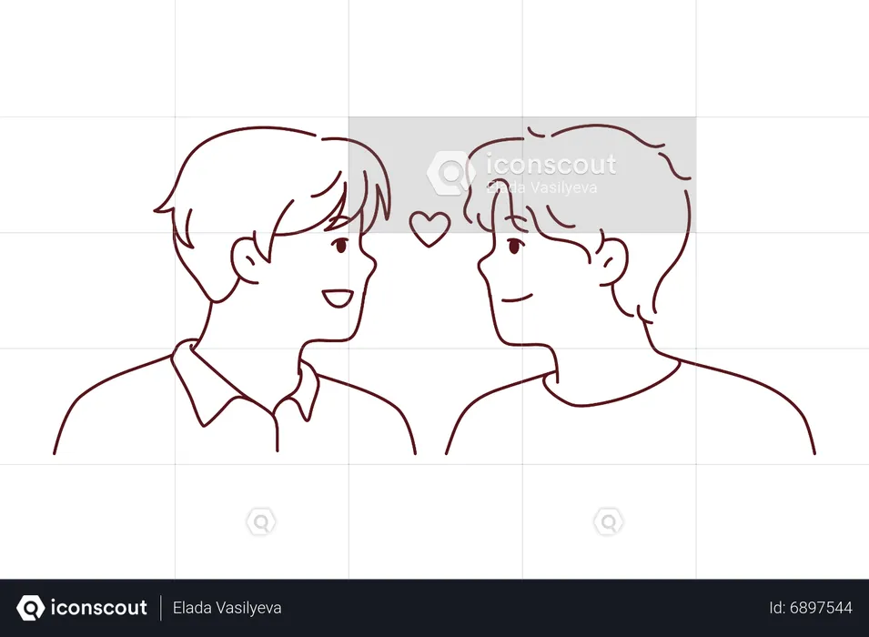 Gay couple in love  Illustration