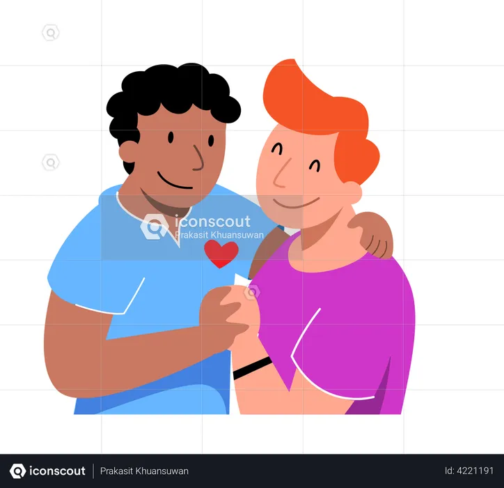 Gay couple love each other  Illustration