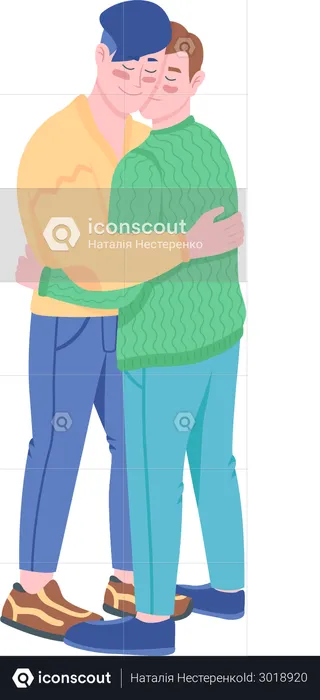Gay couple hugging  Illustration