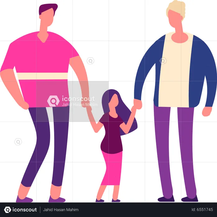 Gay couple with kid  Illustration