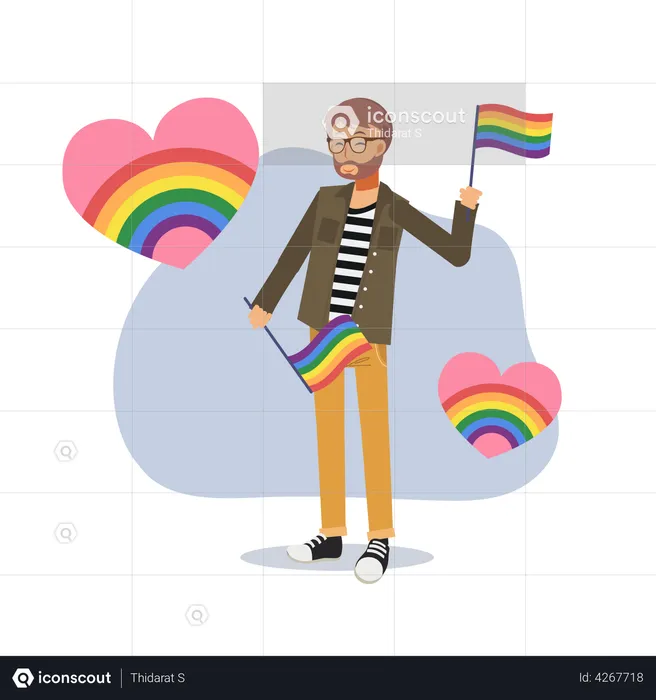 Gay Man Protesting  Illustration