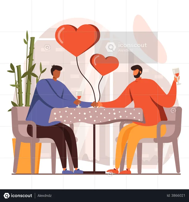 Gays on date  Illustration