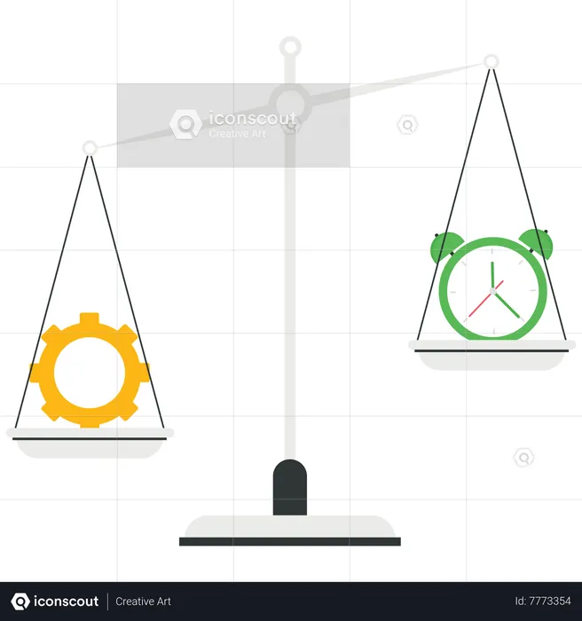 Gear and a clock on the scale  Illustration