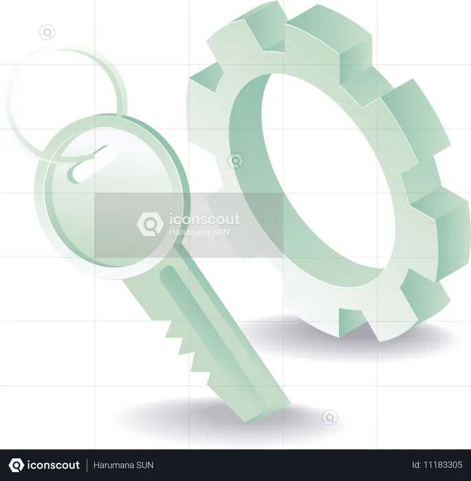 Gear symbol with security lock  Illustration