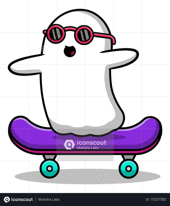 Geist spielt Skateboard  Illustration