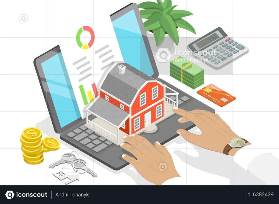 Geld in Immobilien investieren  Illustration