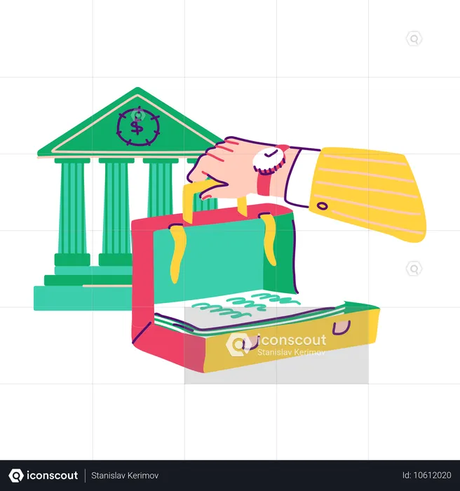 Geld sparen auf der Bank  Illustration