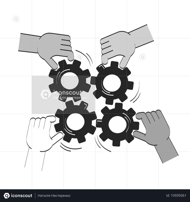 Gemeinsame Anstrengung bringt Bewegung ins Rollen  Illustration