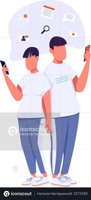 Paar der Generation Z kommuniziert online  Illustration