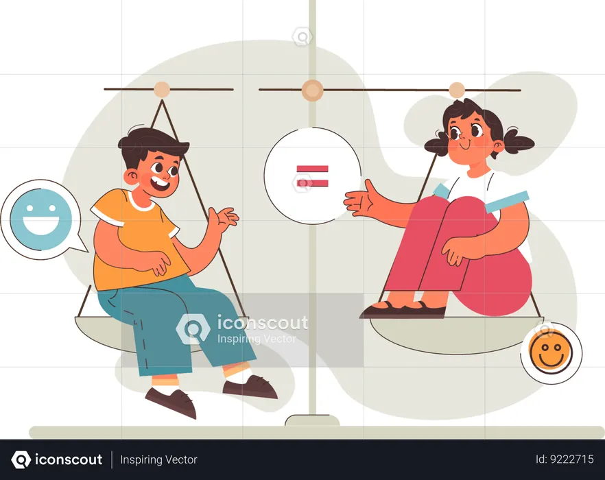 Gender equality between boy and girl  Illustration