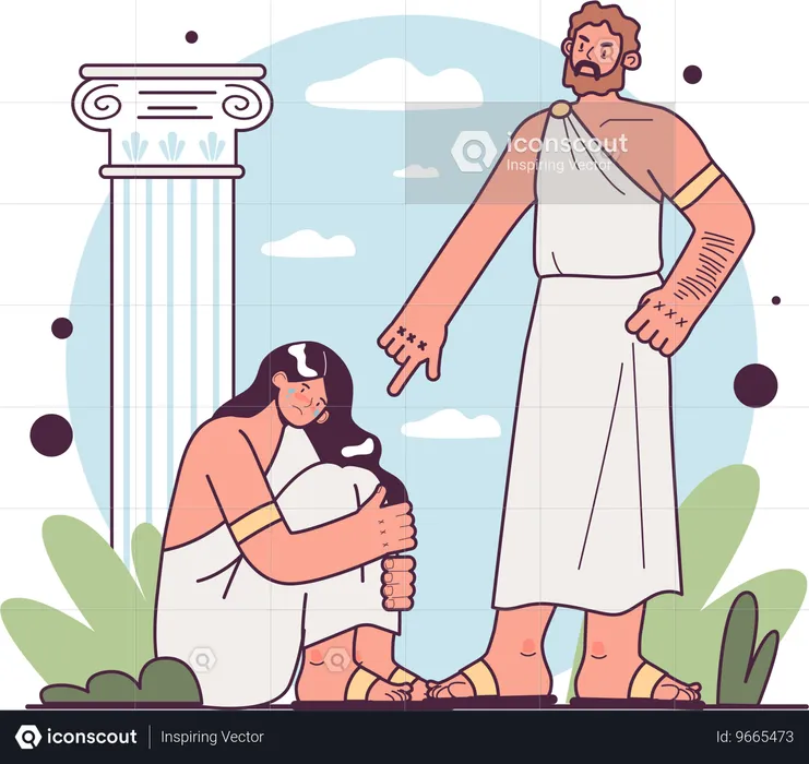 Gender inequality in Ancient Greece showing women had few rights  Illustration